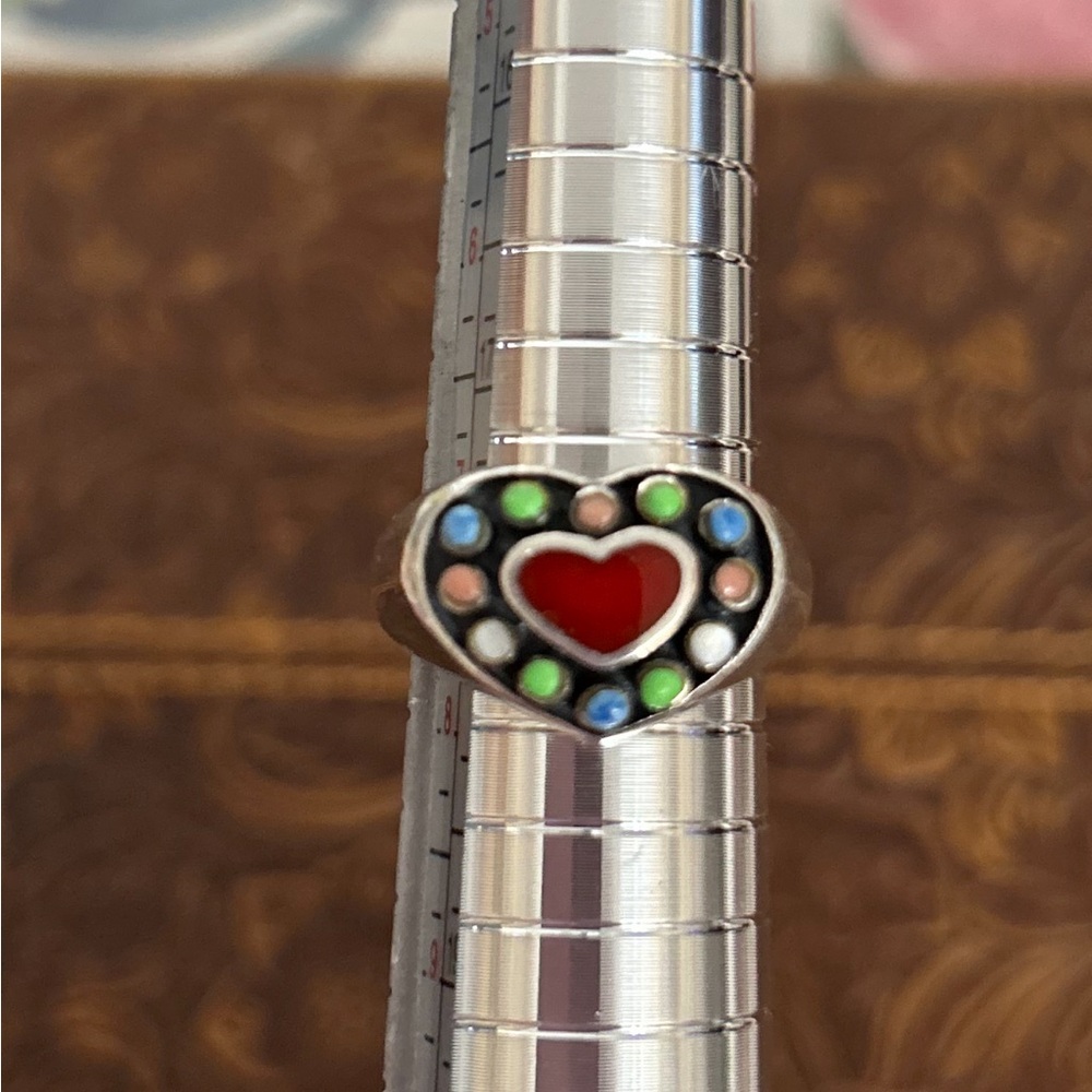 Heart-Shaped Multicolor Sterling Silver Ring